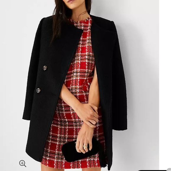 ✨⚡️💥Ann Taylor Petite Plaid Tweed Pocket Shift Dress Size 2P - Picture 8 of 9